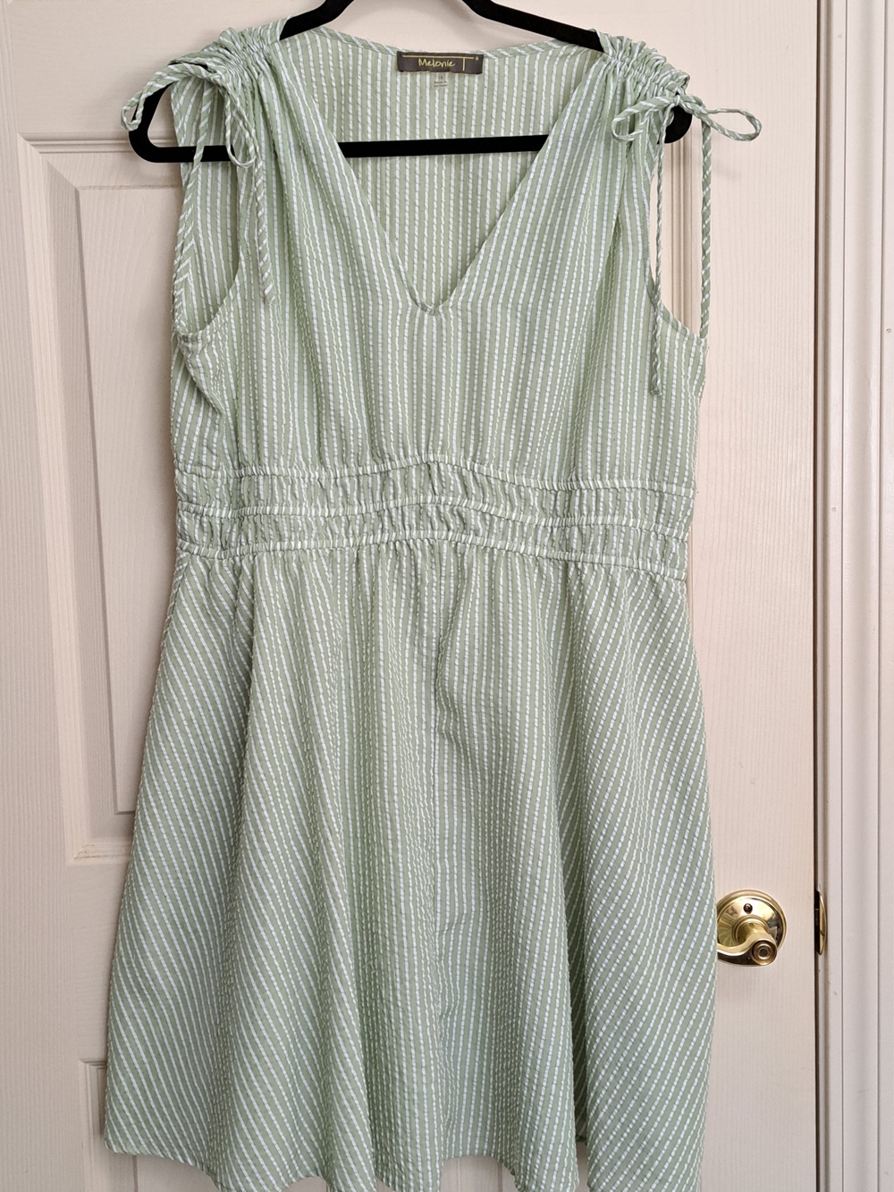 Sage Green Striped Summer Dress
